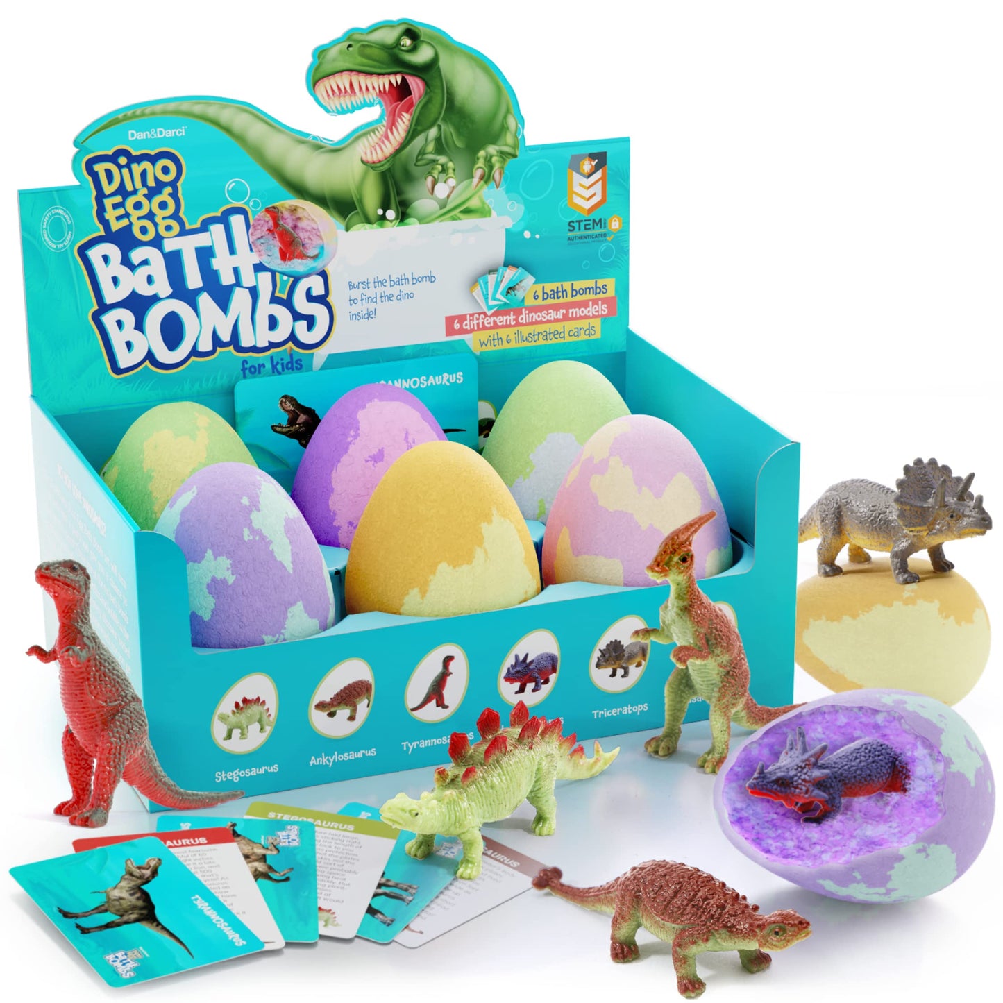 Dan&Darci Dino Egg Bath Bombs for Kids - Easter Basket Stuffers - Kid Baths Bomb with Surprise Inside - Dinosaur Toys Gift for Boys and Girls Ages 6 7 Beauty and Personal Care Dan&Darci