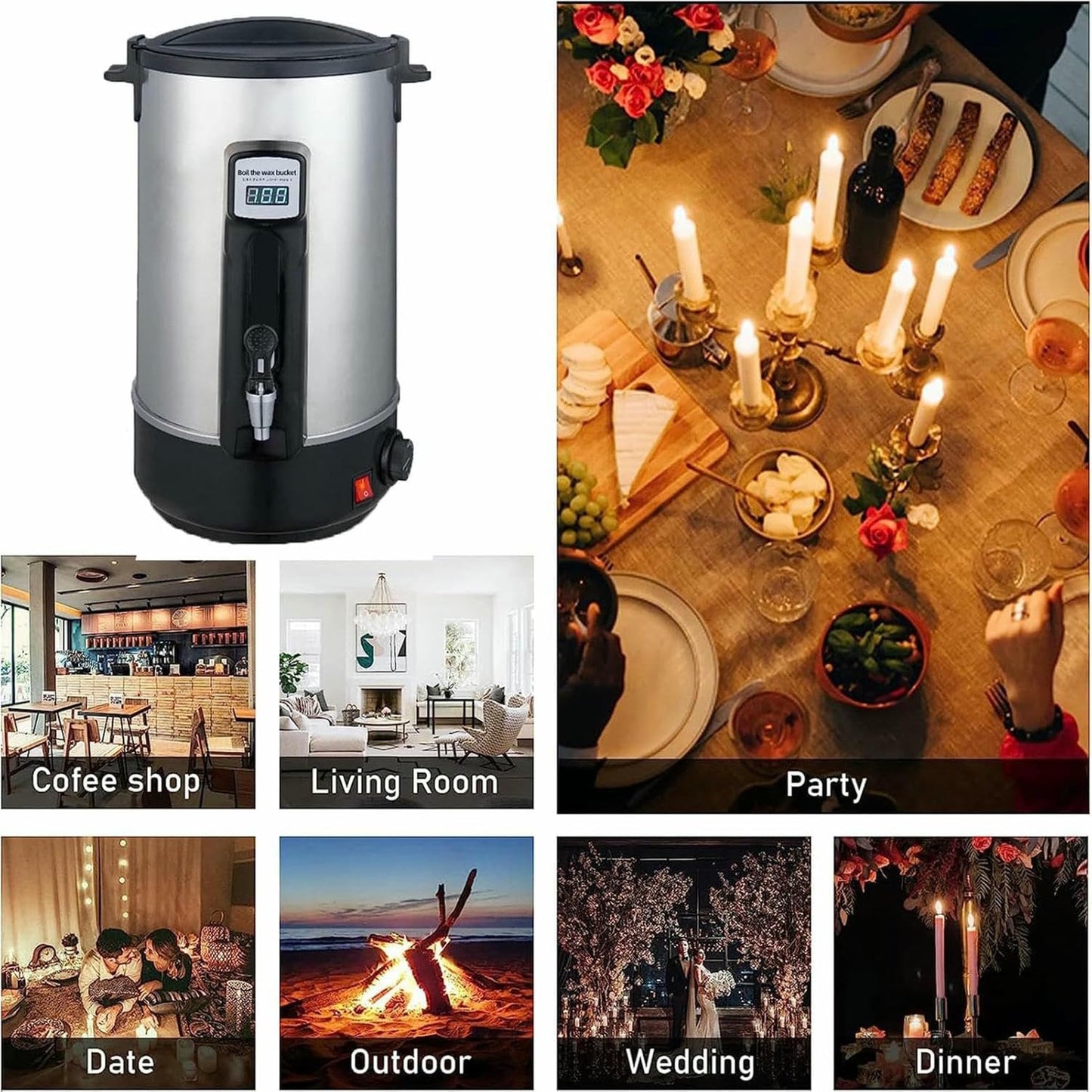 FYLFANYAN Tank to Melt Soy Wax, Wax Meter, Wax Pot to Candles to Make Candles, Paraffin Wax Heater, for Beauty Salon Or Domestic Use, Inoxy Steels ~/ Beauty and Personal Care FYLFANYAN