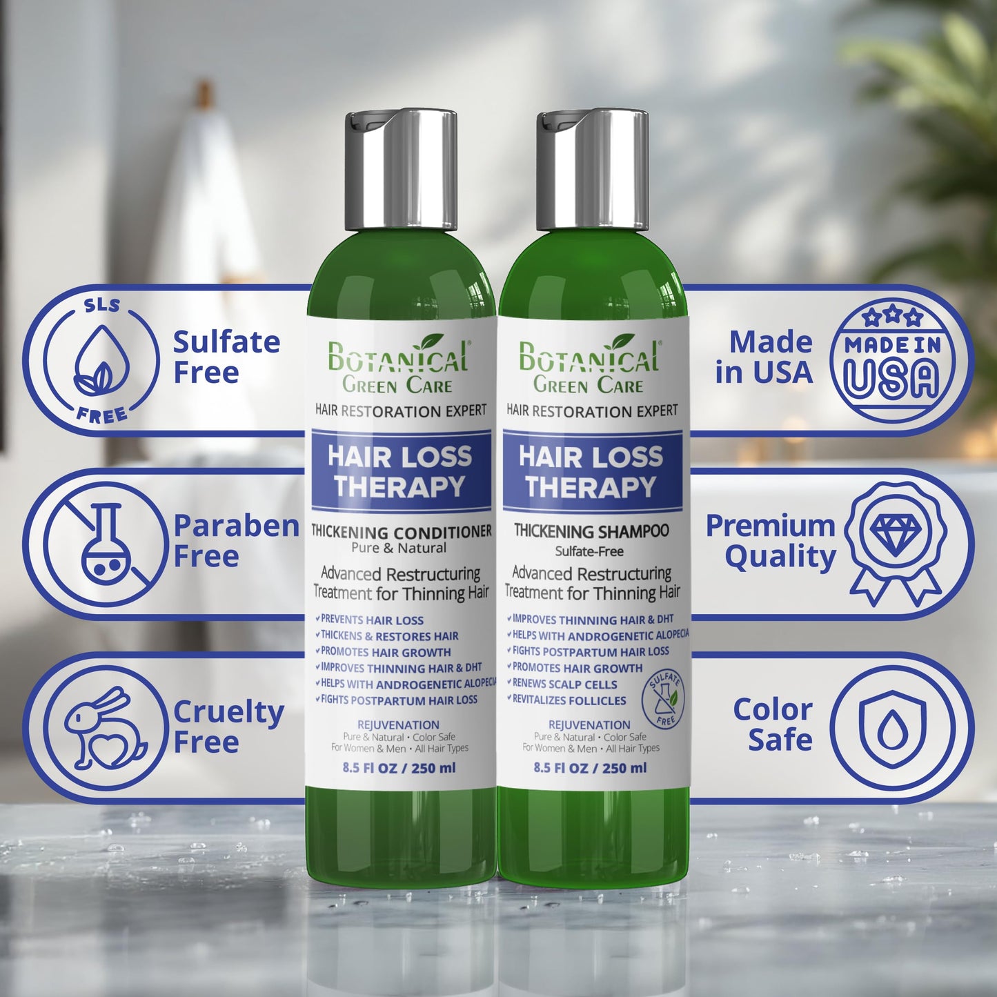 Hair Growth Shampoo + Conditioner Set - Thickening Duo, Sulfate?Free Beauty & Personal Care Botanical Green Care