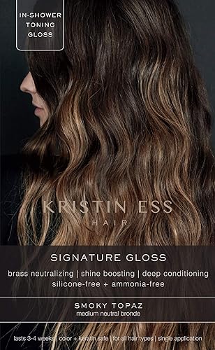Kristin Ess Hair Gloss in Smokey Topaz Medium Neutral Blonde - 4 Wk Semi Permanent Hair Dye Glaze - Color Depositing Conditioner & Toner for Vibrant Beauty & Personal Care Kristin Ess