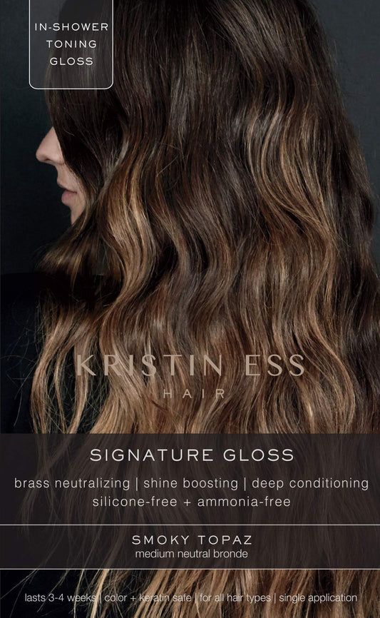 Kristin Ess Hair Gloss in Smokey Topaz Medium Neutral Blonde - 4 Wk Semi Permanent Hair Dye Glaze - Color Depositing Conditioner & Toner for Vibrant Beauty & Personal Care Kristin Ess