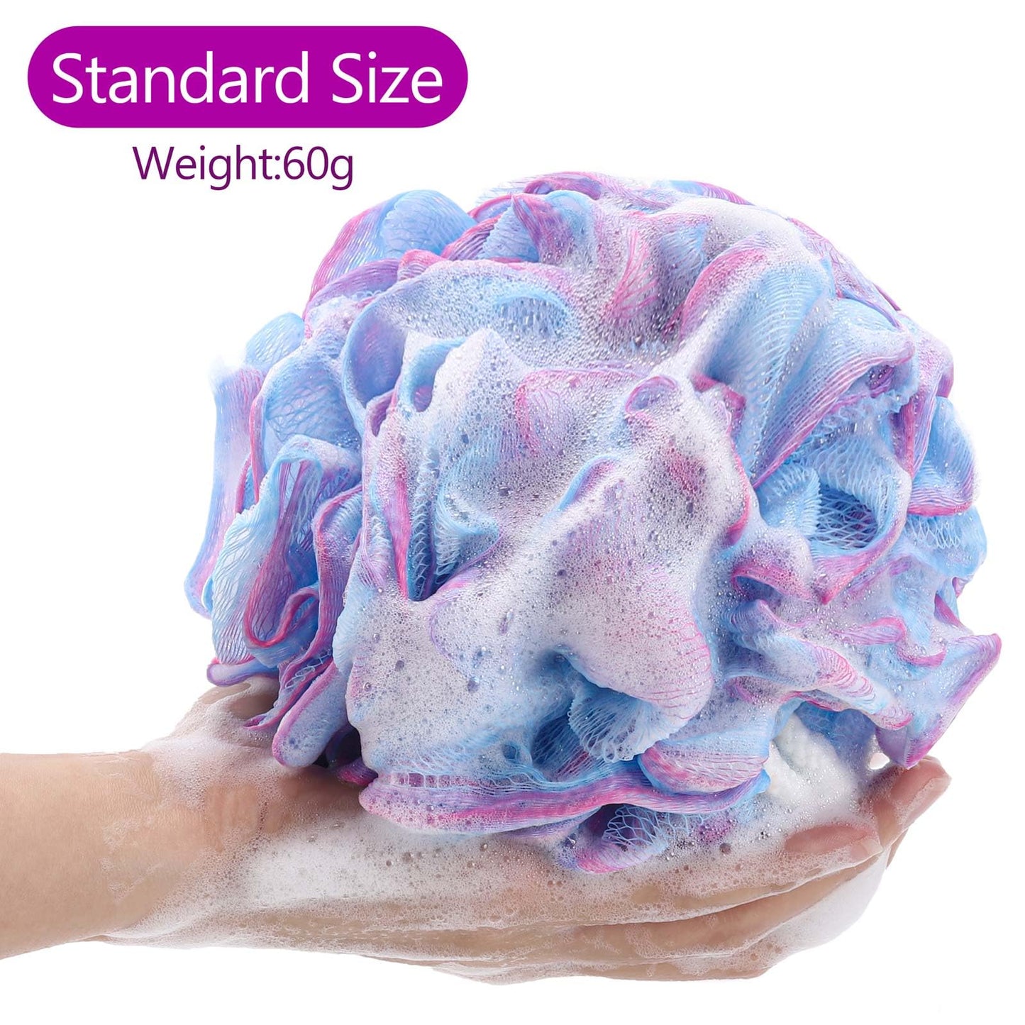 BTYMS 4Pcs Loofah Sponge 60g/pc Bath Puffs Shower Scrunchies Mesh Pouf for Shower Beauty & Personal Care BTYMS