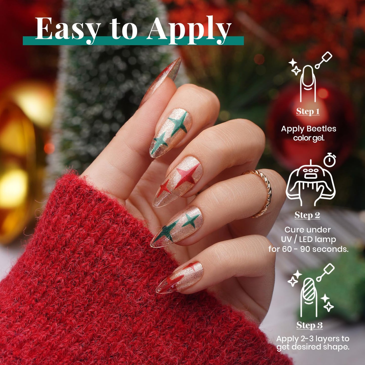 Beetles Valentines Gel Nail Polish, Red Sparkle Green Glitter Gold Silver Winter Gel Polish Dark Red Gel Polish Kits Soak Off Nail Lamp Uv LED Cured Beauty & Personal Care beetles Gel Polish