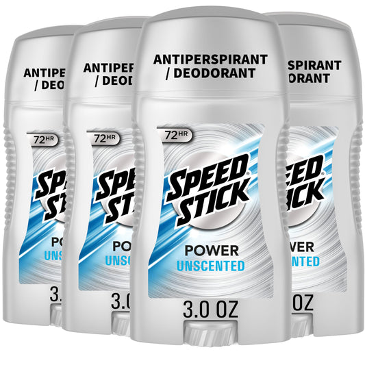 Speed Stick Power Antiperspirant Deodorant for Men, 72 HR Sweat & Odor Protection, Unscented, 3.0 oz Stick (4 Pack) Beauty and Personal Care Speed Stick