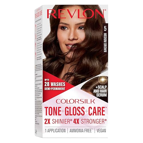 Revlon ColorSilk Tone + Gloss + Care Demi Permanent Hair Color, Dye Kit with Leave-In Scalp and Haircare Serum, 2x Shinier, 4x Stronger, 5 Medium Beauty & Personal Care REVLON