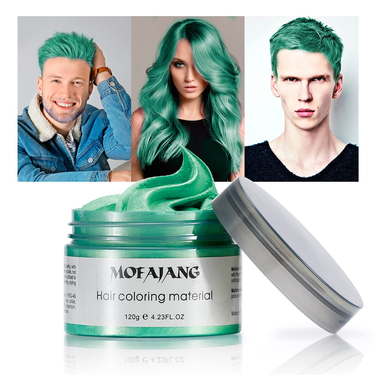 Temporary Green Hair Color Wax 4.23oz, Instant Hairstyle Mud Cream, Hair Pomades for Party, Cosplay, Nightclub, Masquerade, Halloween.(Green) Beauty & Personal Care TailaiMei
