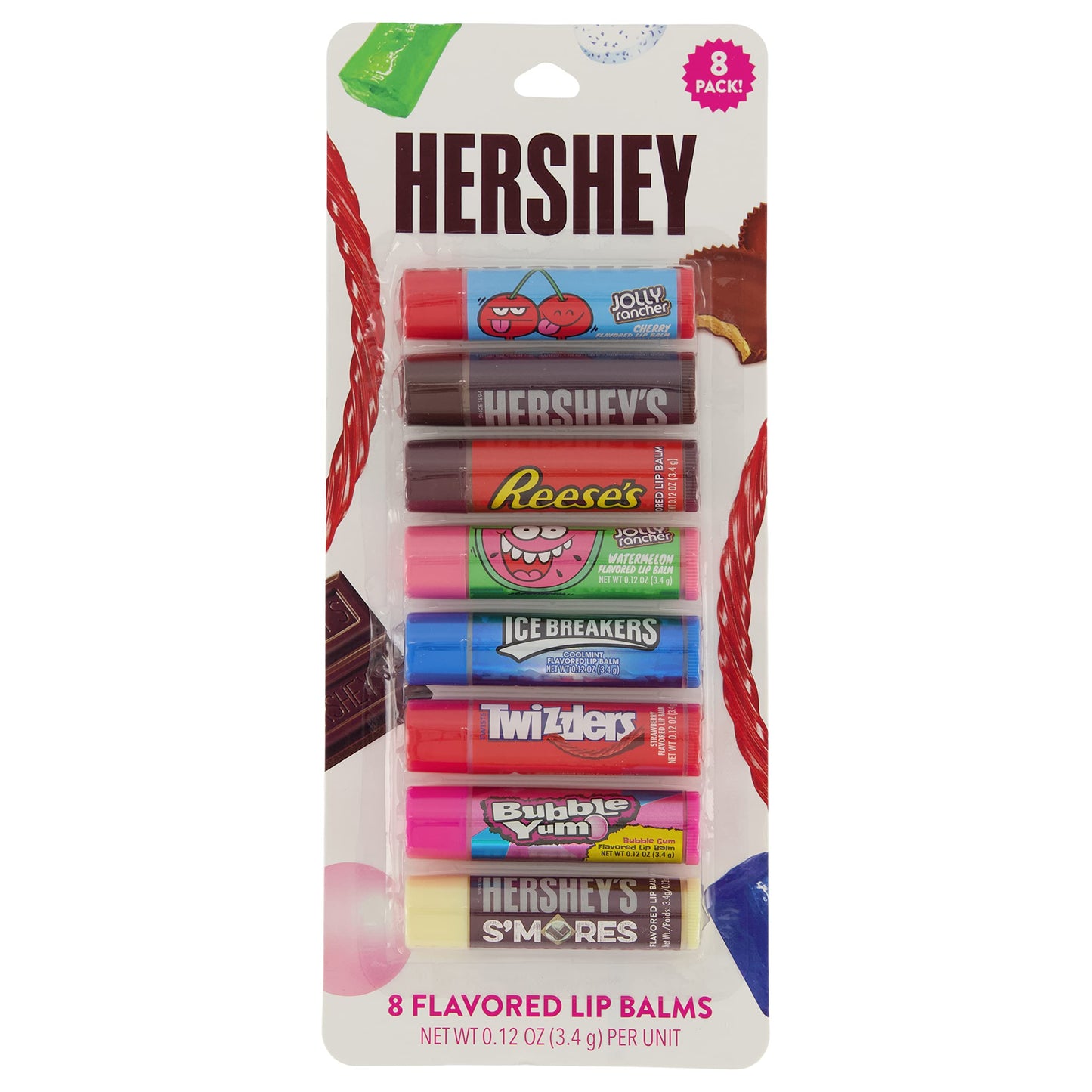Taste Beauty for Hershey's Chocolate & Candy Flavored Lip Balms - 8 Pack Favorite Candies Flavor Beauty and Personal Care Taste Beauty