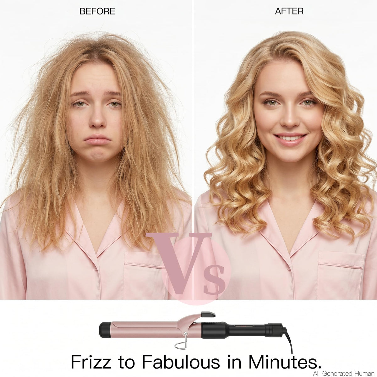 MEGAWISE Pro 1.25 Inch Ceramic Barrel Hair Curling Iron with 60s PTC Fast Heating, Anti-Scald Grip & Tip, Auto Shut Off, 360° Swivel Cord, 2 Clips &