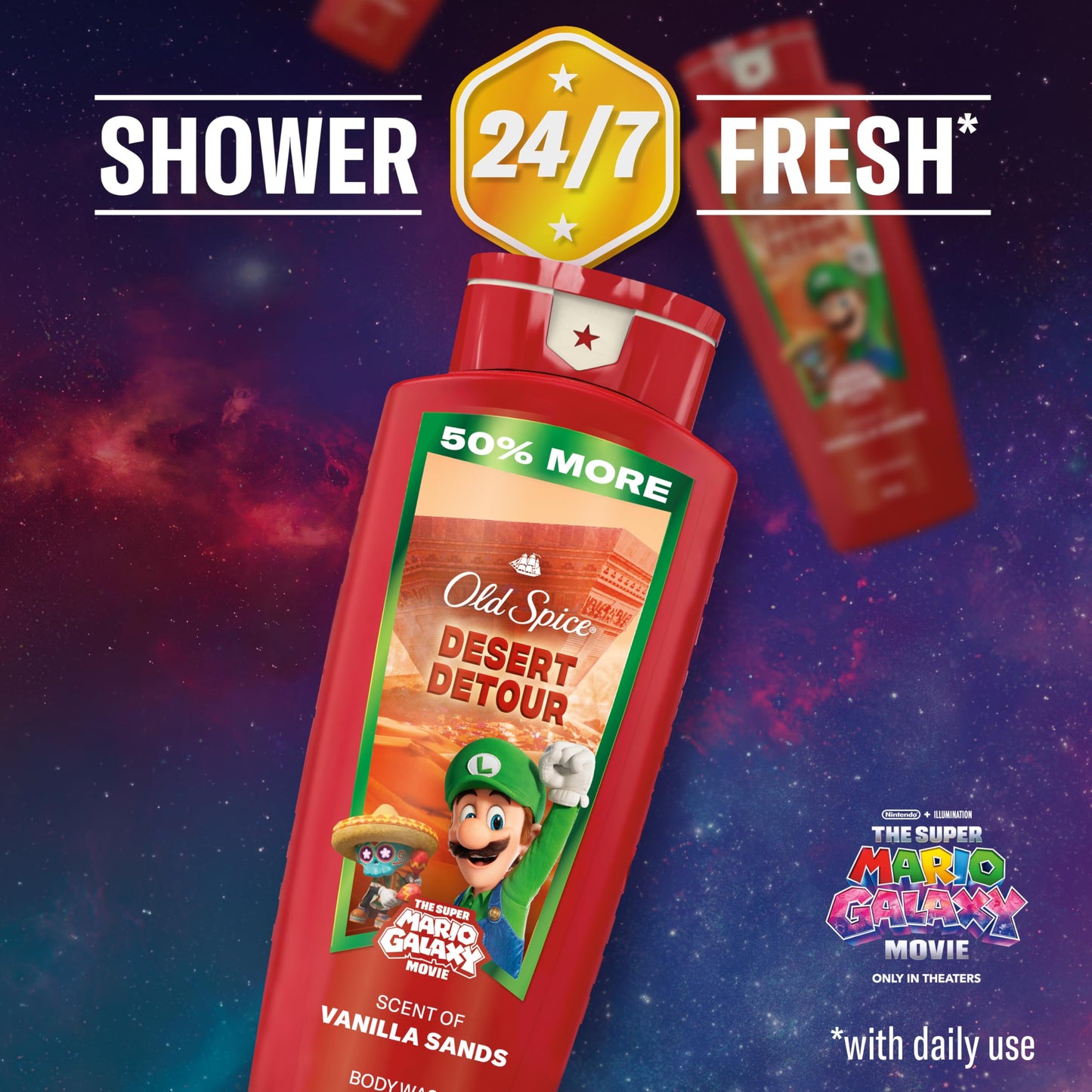 Old Spice Body & Face Wash for Men, x The Super Mario Galaxy Movie, 3X Defense, 24/7 Shower Fresh with Long Lasting Scent, Smell Super with Desert Beauty & Personal Care Old Spice