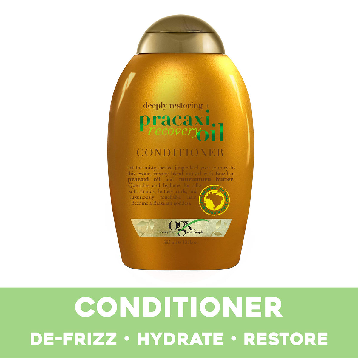 OGX Deeply Restoring + Pracaxi Recovery Oil AntiFrizz Conditioner with Murumuru Butter to Intensely Hydrate Curly Wavy Hair SulfateFree Surfactants