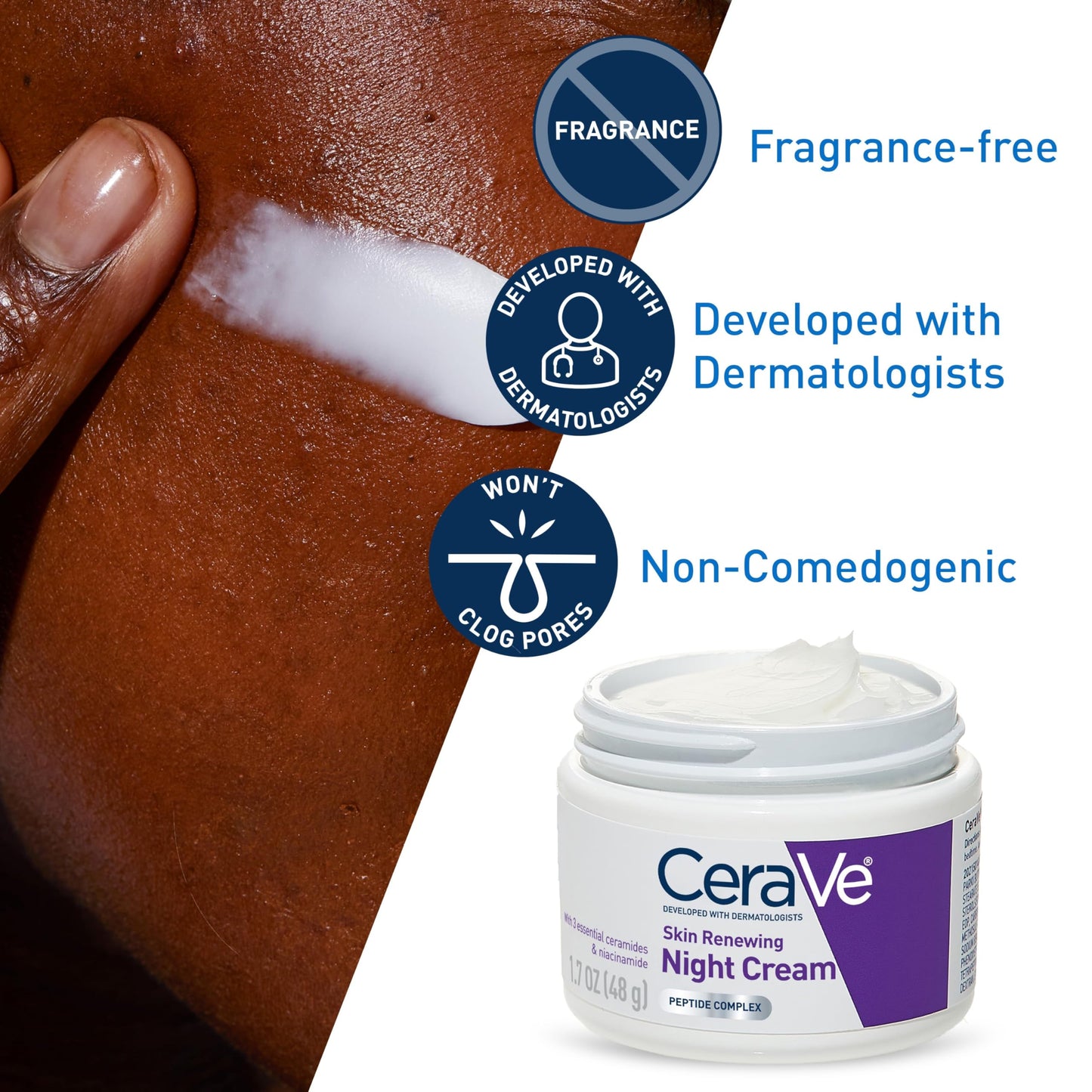 CeraVe Skin Renewing Night Cream, Peptide Complex, Hyaluronic Acid & Ceramide Moisturizer for Face, 1.7 Ounce Beauty and Personal Care CeraVe