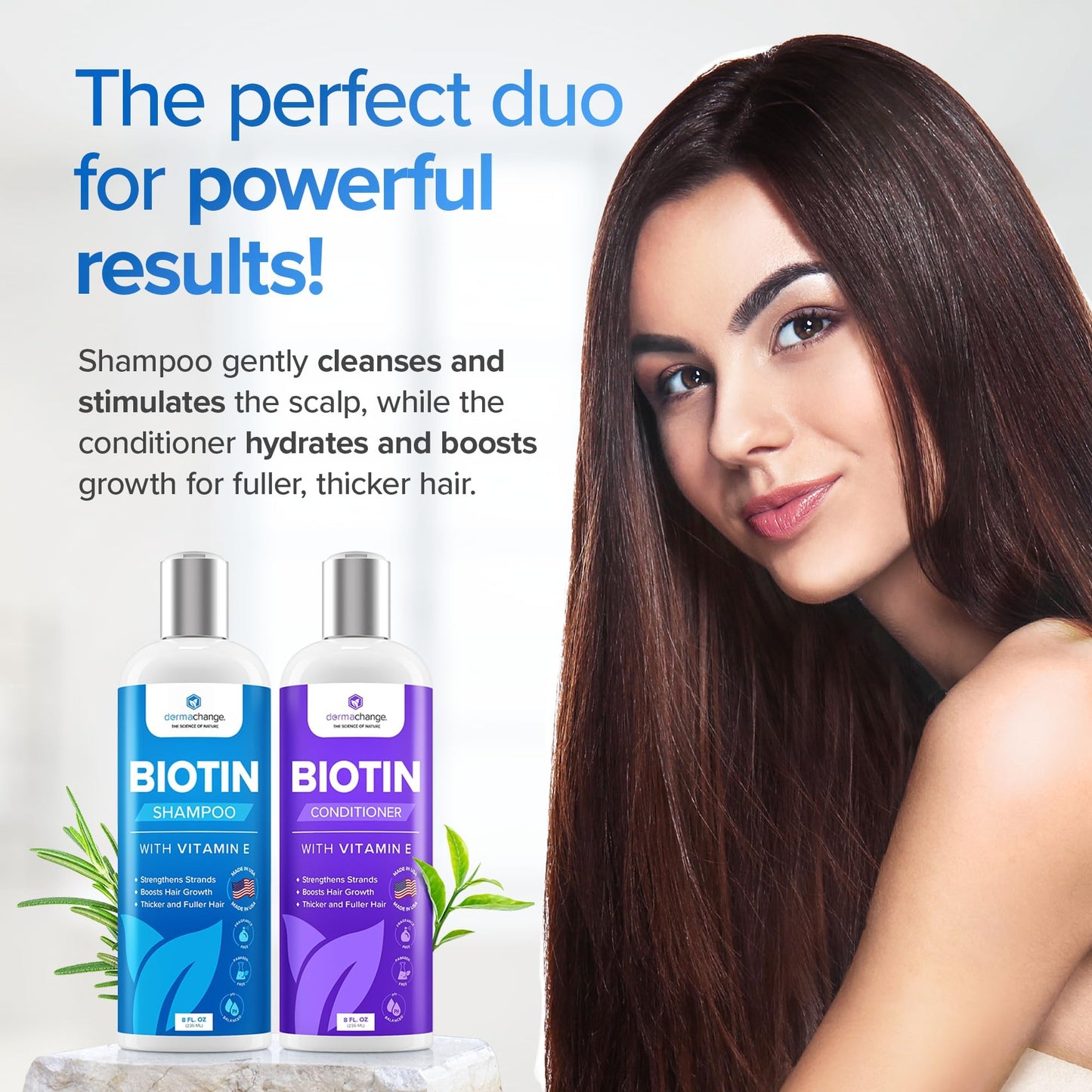 Hair Growth Biotin Shampoo and Conditioner - Deep Hydrating Conditioner for Dry Damaged Hair, Sulfate Free & Volumizing - 2 Pack, 8oz Beauty & Personal Care DermaChange