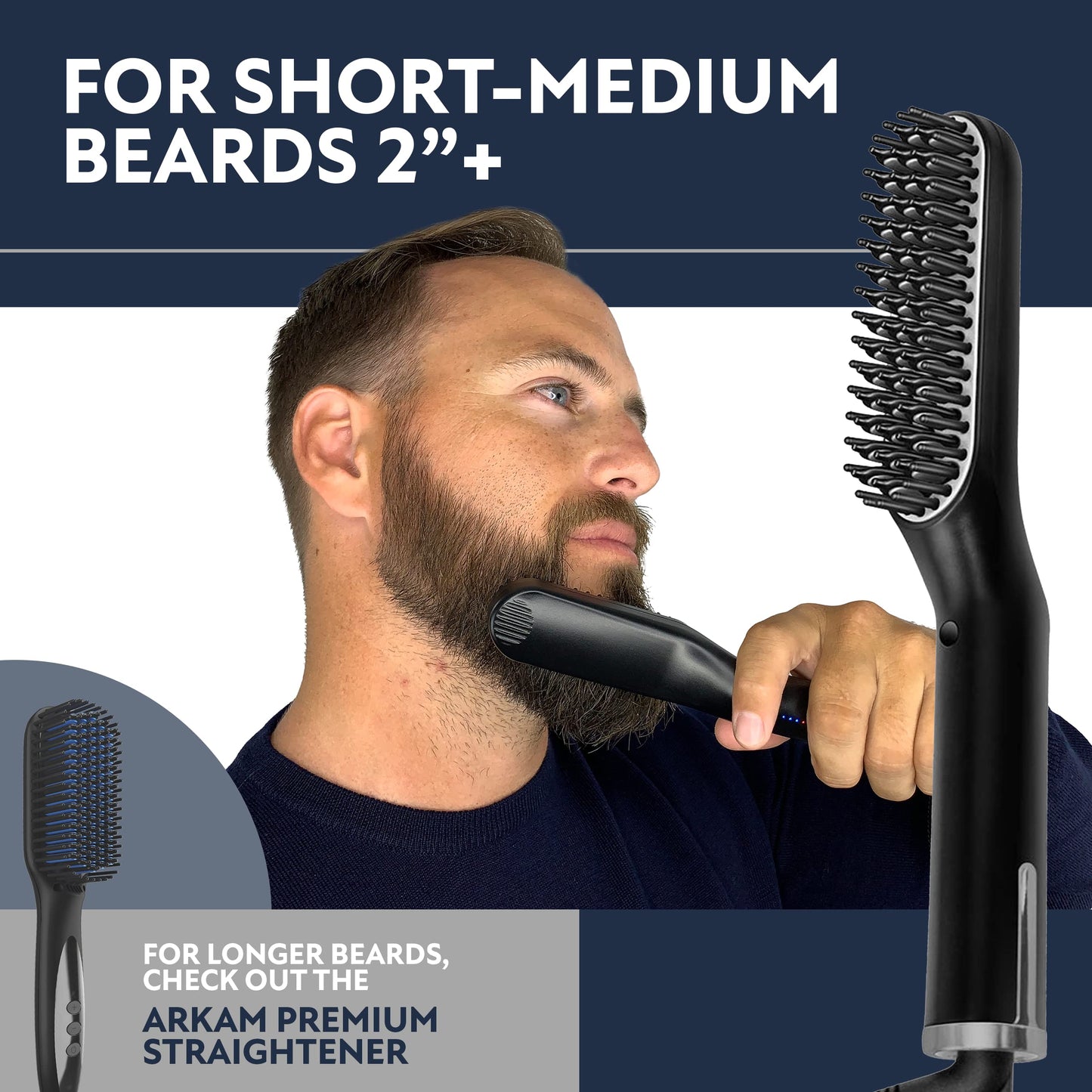 Arkam Beard Straightener for Men - Original Heated Beard Brush Kit w/Anti-Scald Feature, Dual Action Hair Comb and Travel Bag for Short to Medium Beauty and Personal Care Arkam