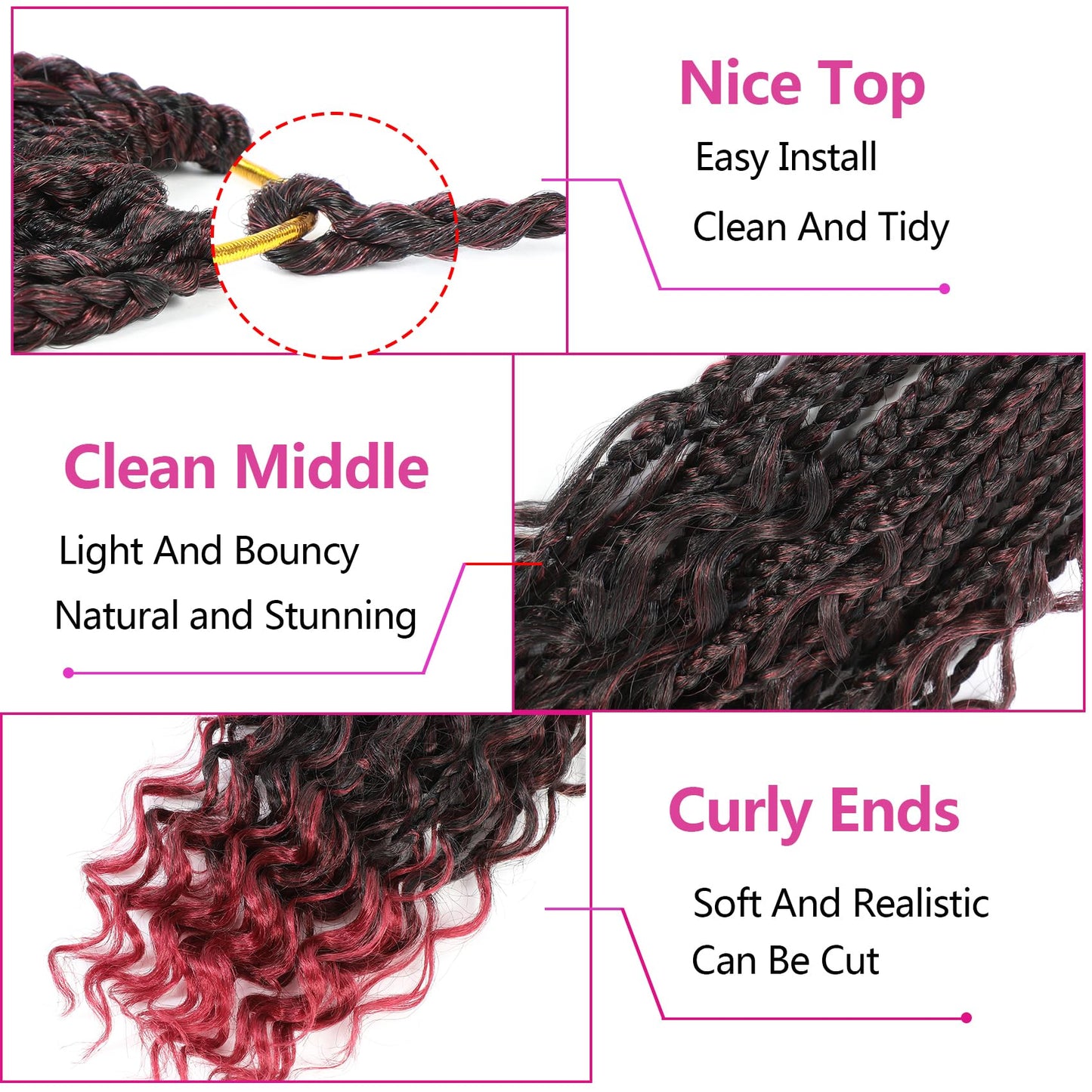 Wodun 12inch Goddess Box Braids Crochet Hair Boho Box-Braids with Curly Ends Bohemian Crochet Braid Pre-looped Synthetic Crochet-Hair for Black Women Beauty & Personal Care Wodun