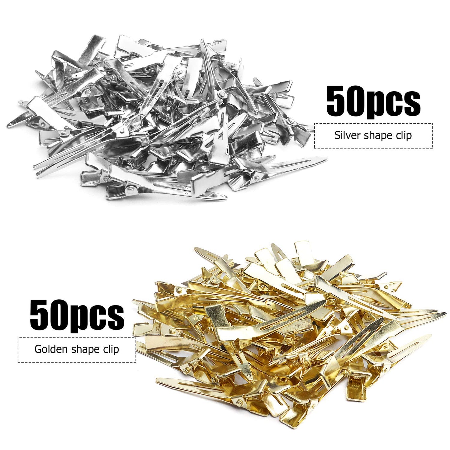 Jdesun 100pcs 1.77 Inches Single Prong Curl Clips Section Clips Metal Alligator Hair Clips Hairpins for Hair Extensions, 2 Colors Beauty & Personal Care Jdesun