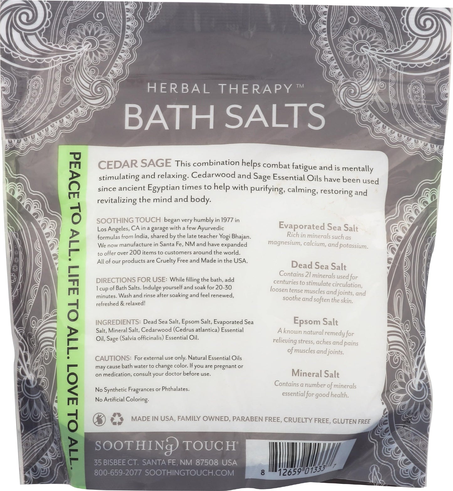 Soothing Touch Cedar Sage Restoring Bath Salts Pouch 32 Oz Beauty and Personal Care Soothing Touch