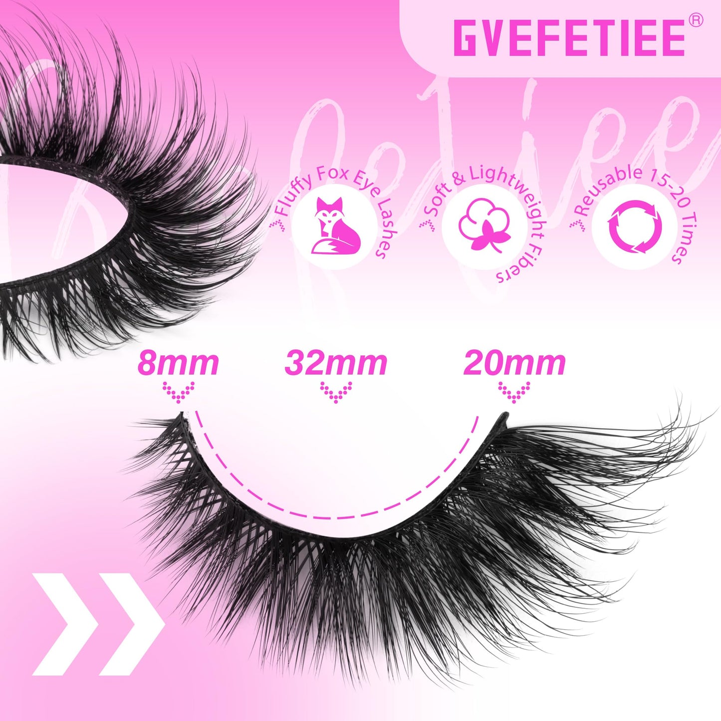 GVEFETIEE Fluffy Cat Eye Lashes - Faux Mink Wispy Strip Lashes, Black Beauty and Personal Care GVEFETIEE