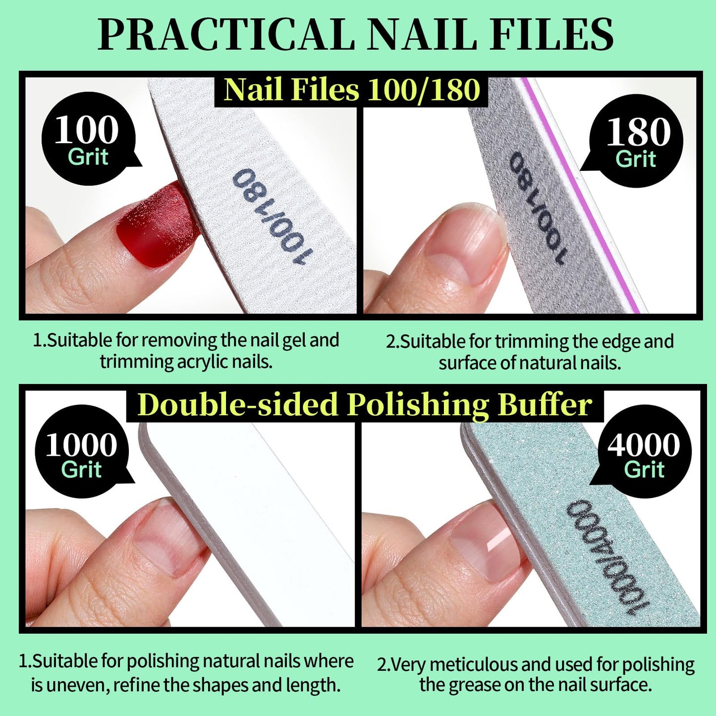 FANDAMEI Nail Tools, Nail Care Kit, Nail Files 100/180, Nail Buffer Block, Cuticle Nippers, Cuticle Pusher, Cuticle Peeler, Nail Lifter for Ingrown Beauty and Personal Care Fandamei