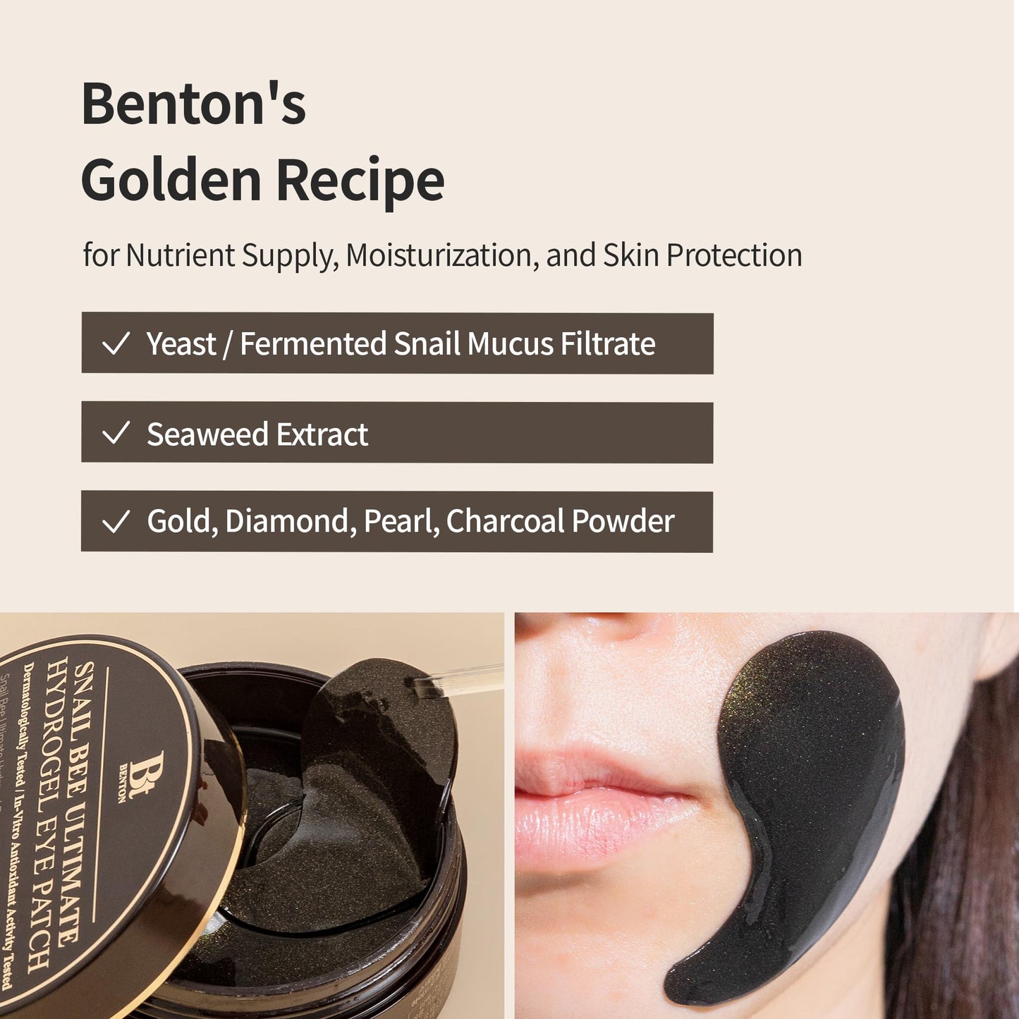 BENTON Snail Bee Ultimate Hydrogel Eye Patch (60pcs) - Hydrating | Snail Mucin | Reusable & Cooling Eye Patches Beauty & Personal Care BENTON
