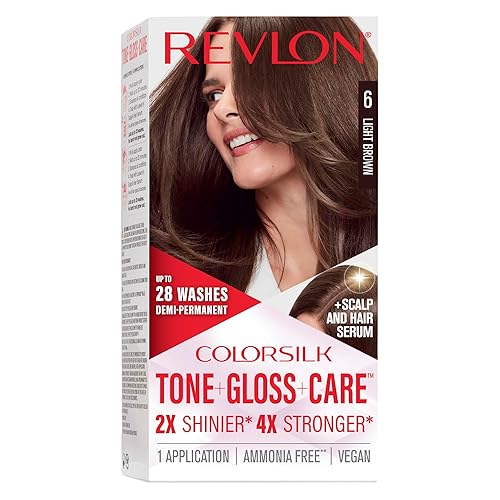Revlon ColorSilk Tone + Gloss + Care Demi Permanent Hair Color, Dye Kit with Leave-In Scalp and Haircare Serum, 2x Shinier, 4x Stronger, 6 Light Beauty & Personal Care REVLON