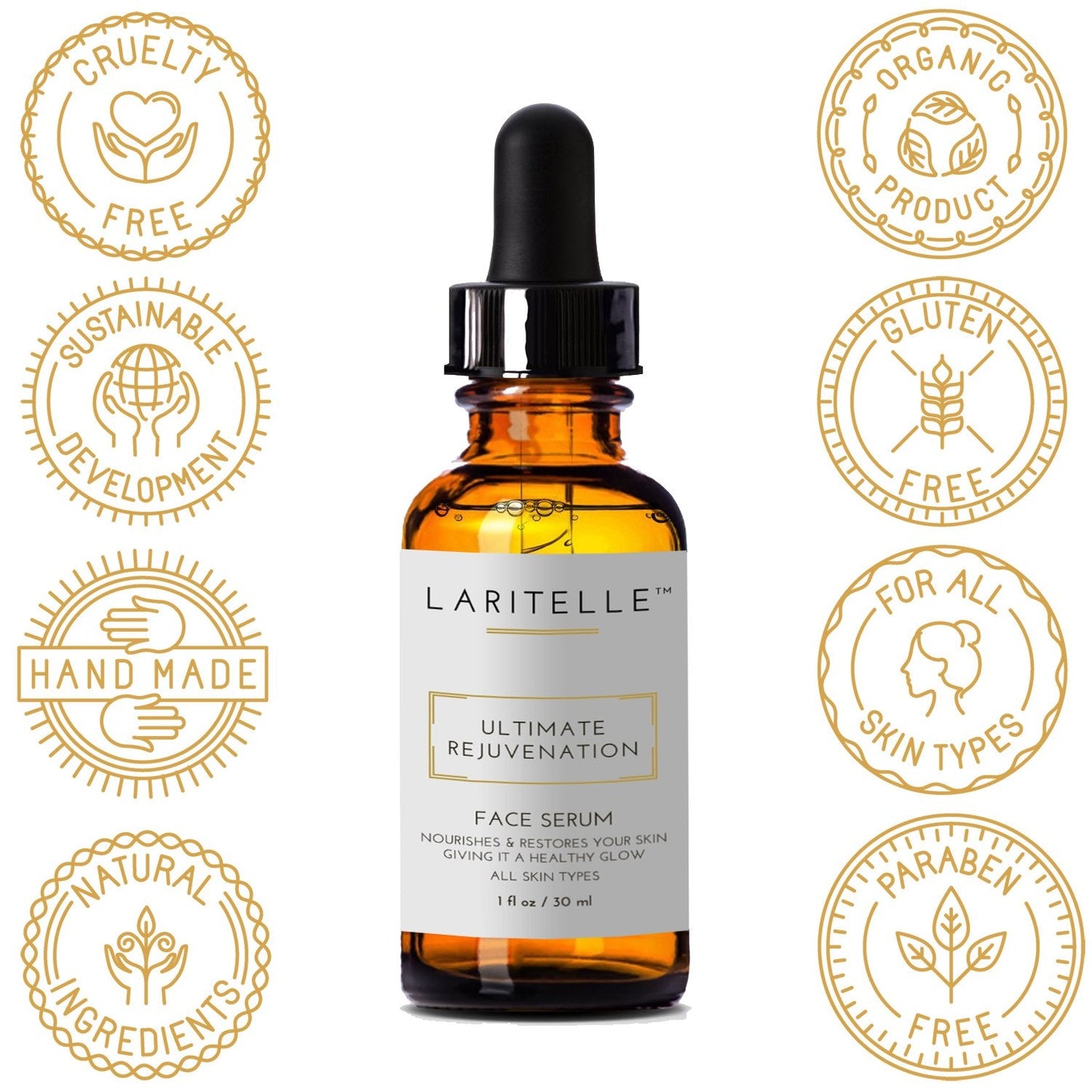 Laritelle Organic Rejuvenating Face Serum, Nourishing, Vitamins and Antioxidants-rich Botanical Serum for Face, Neck and Decollete, Luxurious, Silky Beauty & Personal Care Laritelle