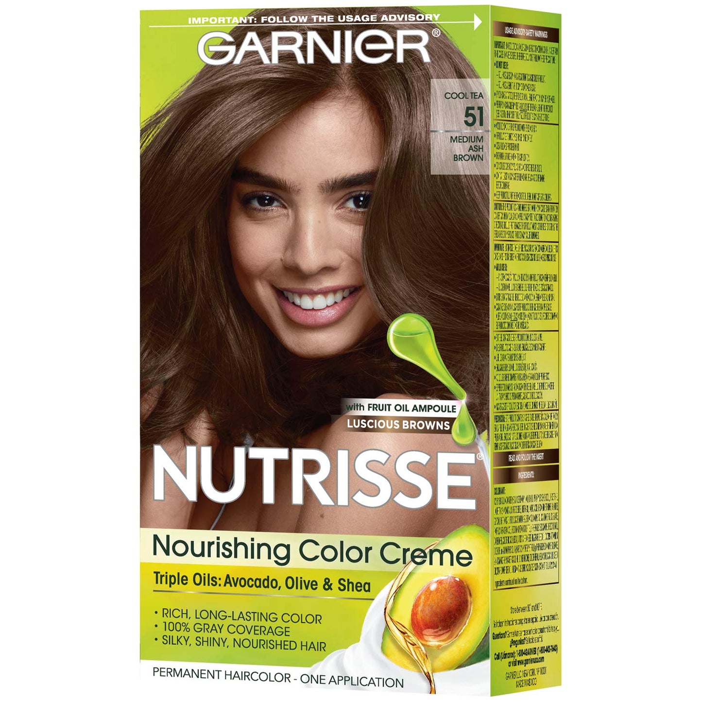 Garnier Nutrisse Nourishing Color Creme 51 Medium Ash Brown (Cool Tea), (Packaging May Vary) Beauty & Personal Care Garnier