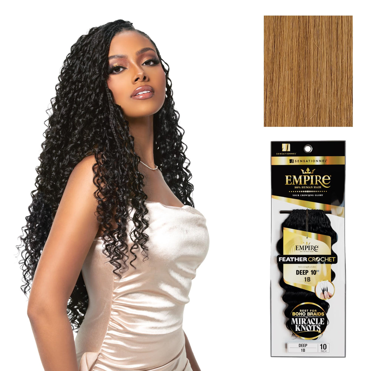 Sensationnel Empire Feather Crochet Braids-Deep,10in, 27 HONEYBLONDE