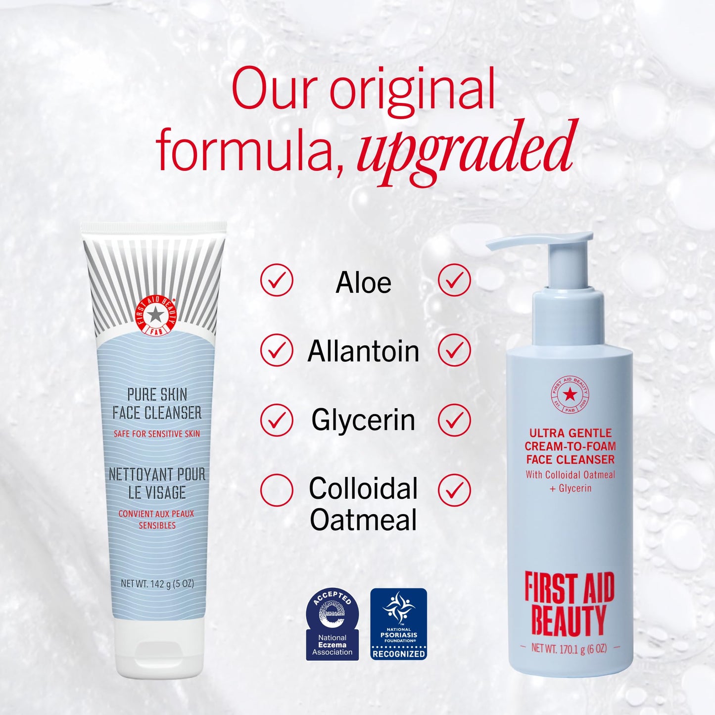First Aid Beauty Ultra Gentle Cream-to-Foam Facial Cleanser, Fragrance Free Makeup Removing Face Wash with Colloidal Oatmeal & Glycerin, Sensitive Beauty and Personal Care First Aid Beauty