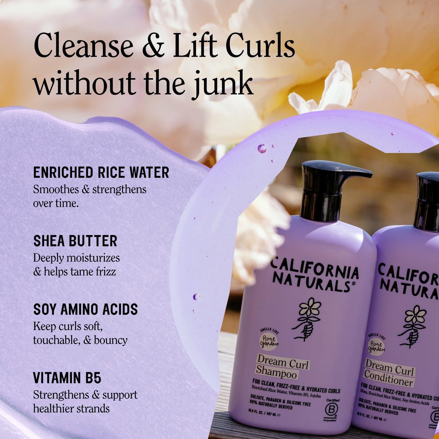 California Naturals Dream Curl Shampoo & Conditioner Set, Rice Water & Shea Butter for Soft Bouncy Frizz-Free Curls, For Women & Men, Vegan, Paraben Beauty & Personal Care California Naturals