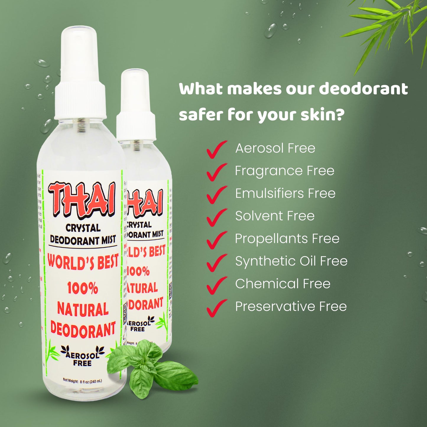 Thai Deodorant Stone Crystal Mist Natural Deodorant Spray 8 oz. Bundle, Pack of 2 Beauty and Personal Care Thai Deodorant Stone