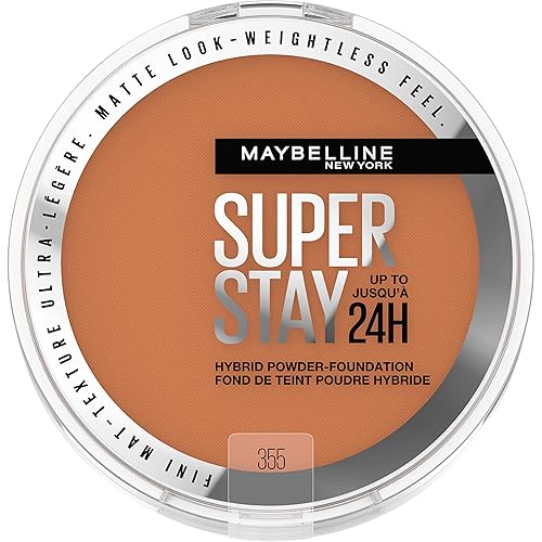 Maybelline Super Stay Up to 24HR Hybrid Powder-Foundation, Medium-to-Full Coverage Makeup, Matte Finish, 355, 1 Count Beauty & Personal Care MAYBELLINE