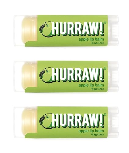 Hurraw! Apple Lip Balm, 3 Pack: Organic, Certified Vegan, Cruelty and Gluten Free. Non-GMO, 100% Natural Ingredients. Bee, Shea, Soy and Palm Free. Beauty & Personal Care HURRAW!