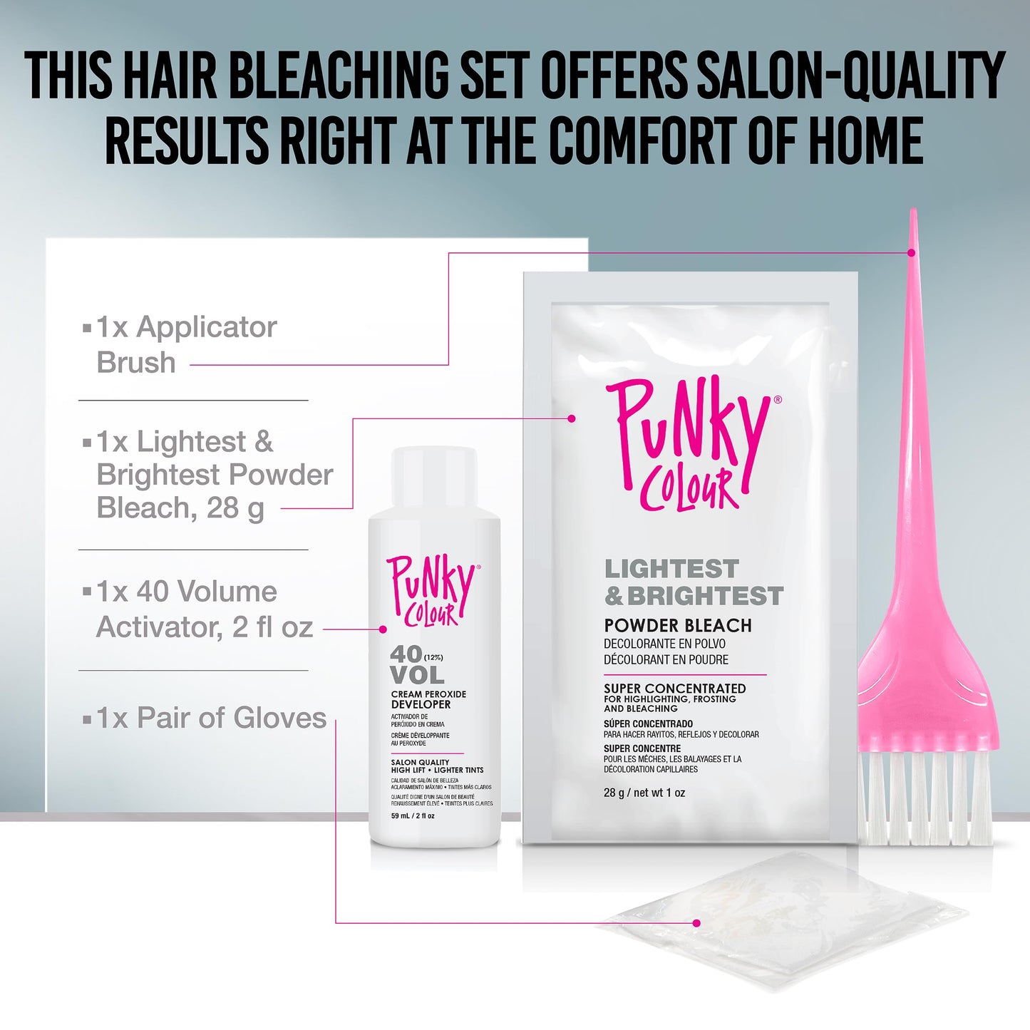 Punky Colour Lightning Fast 40 Volume Hair Bleach Kit - Hair Lightener & Toner for Blonde Coloring, At Home DIY Bleaching Transformation Beauty & Personal Care Punky