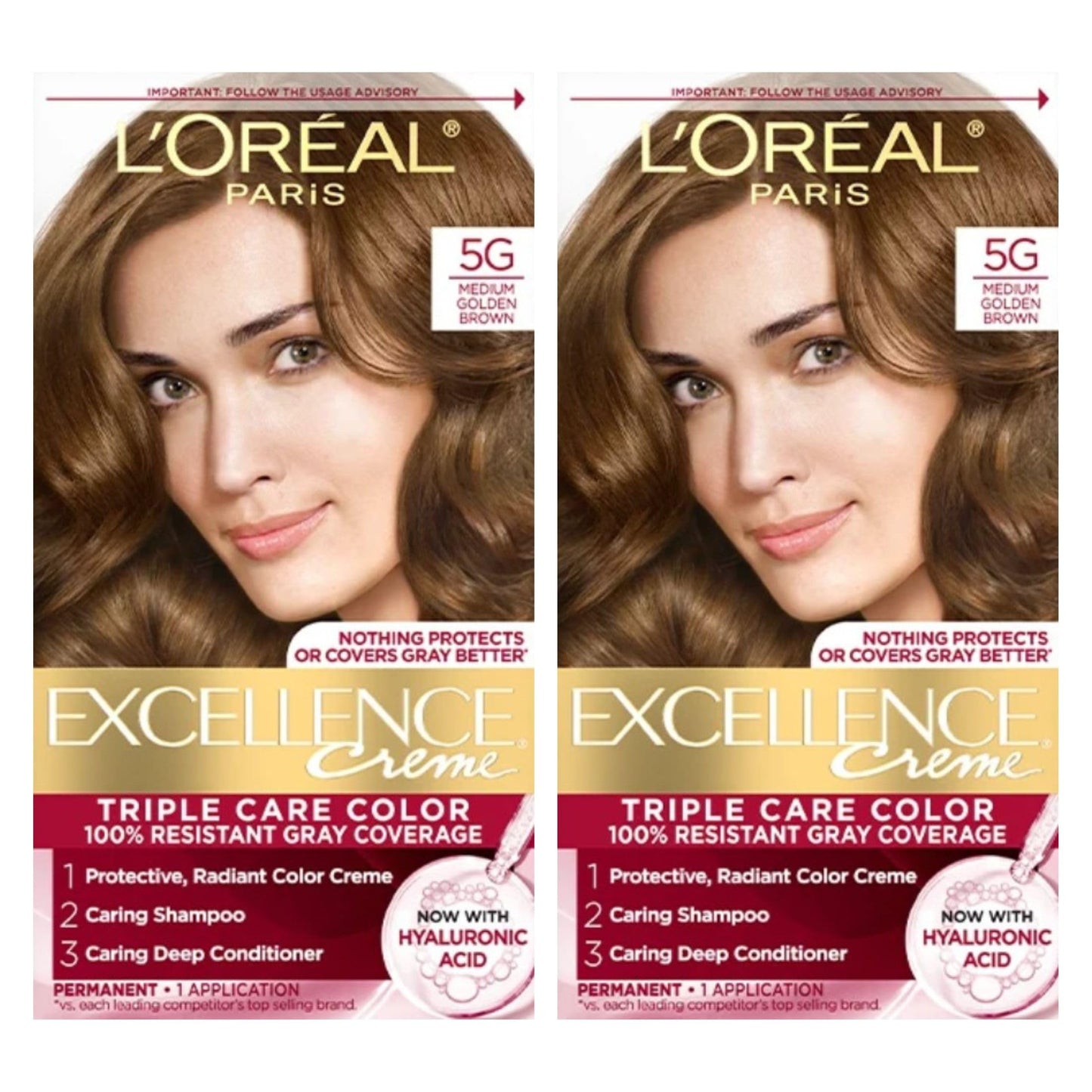 L'Oreal Paris Excellence Creme Haircolor, Medium Golden Brown [5G] 1 ea (Pack of 2) Beauty & Personal Care L'Oreal Paris
