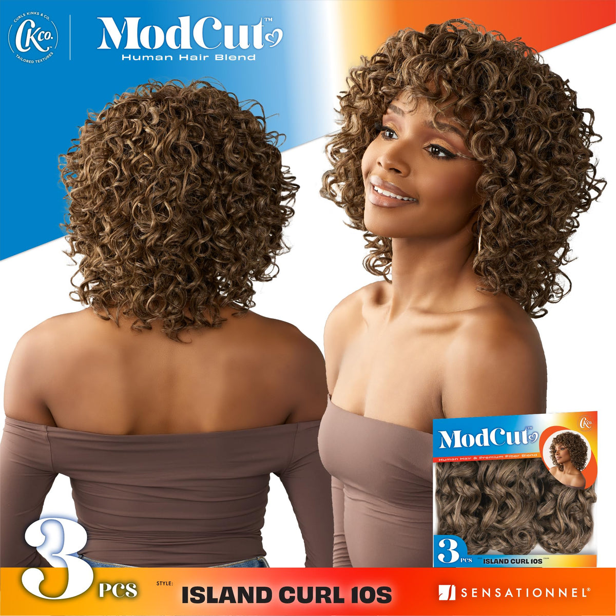 Sensationnel CKCO ModCut 3pcs Bundles -Island Curl 10S,2 DARKBROWN