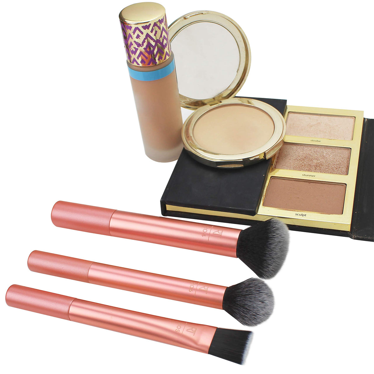Real Techniques Flawless Base Makeup Brush Kit 2.0, Face Brush Set for Liquid, Cream, & Powder Products, Bronzer & Foundation, Streak Free Makeup