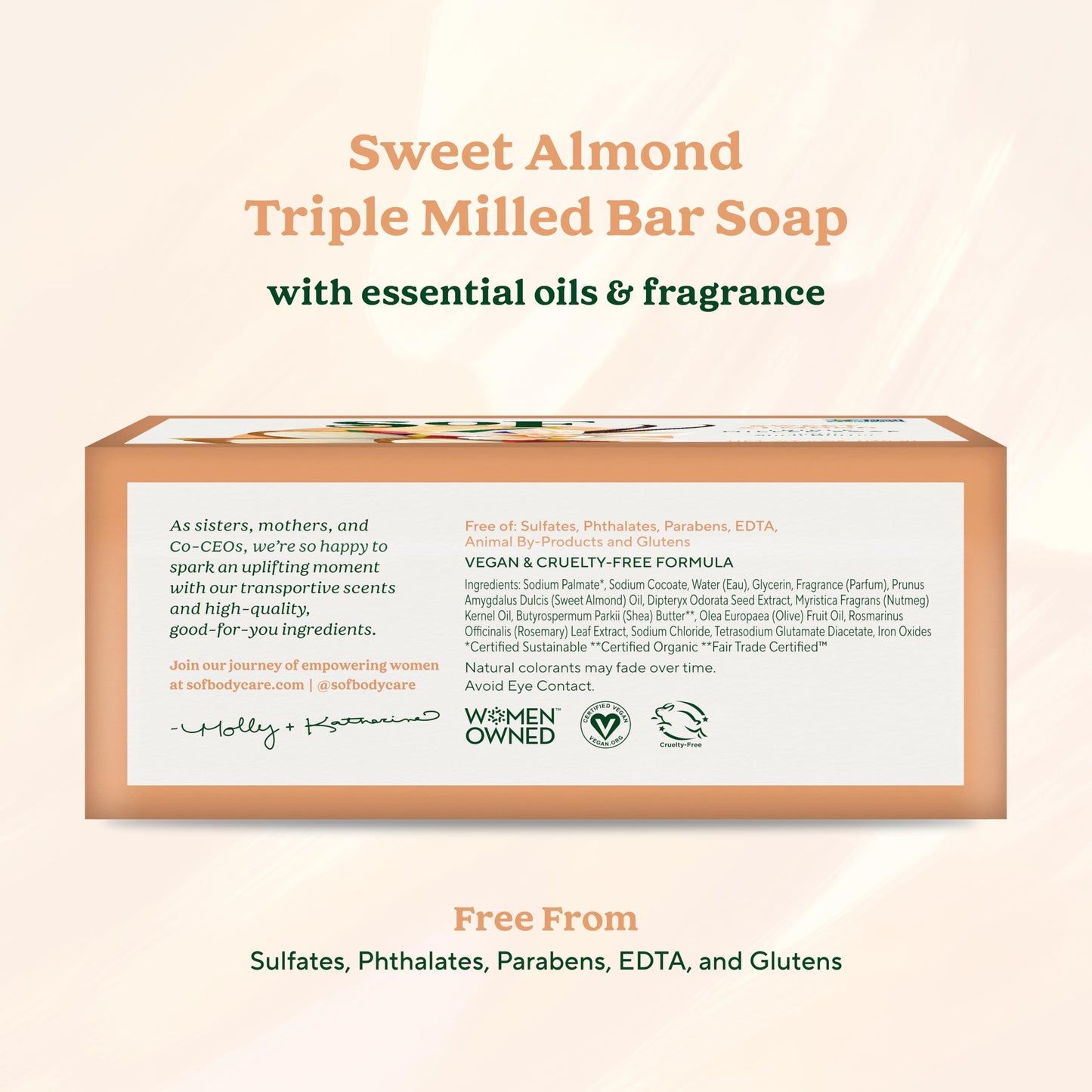 South Of France SoF Triple Milled Bar Soap - With Coconut Oil & Organic Shea Butter- Vegan & Non GMO- Free From Phthalates, Sulfates & Parabens- Sweet Beauty & Personal Care South Of France