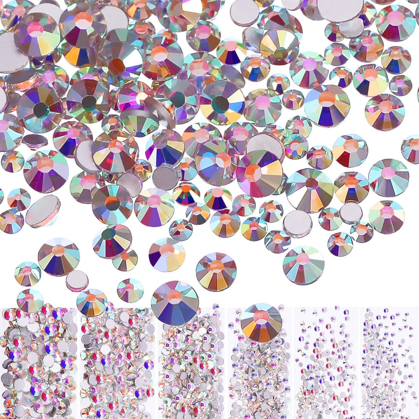 Bememo 3456 Pcs Crystals Diamond Rhinestones AB Clear Flat Back Round Gems Flatback Glass Mixed Size Crystals Gems for Crafts Clothes Shoes Makeup Beauty & Personal Care Bememo