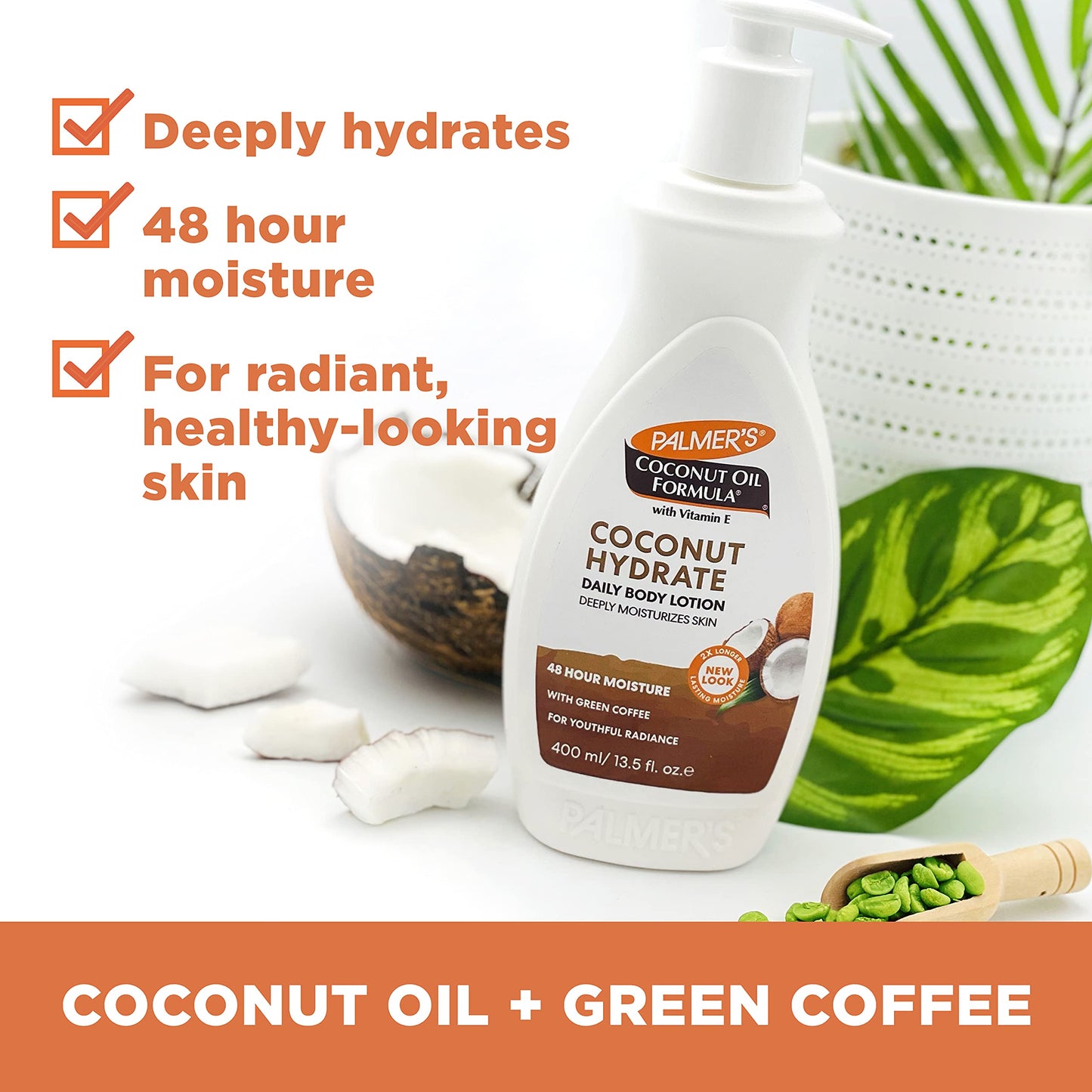 Palmer's Coconut Oil Formula Body Lotion for Dry Skin, Hand & Body Moisturizer with Green Coffee Extract & Vitamin E, Pump Bottle, 13.5 Fl Oz (Pack Beauty & Personal Care Palmer's
