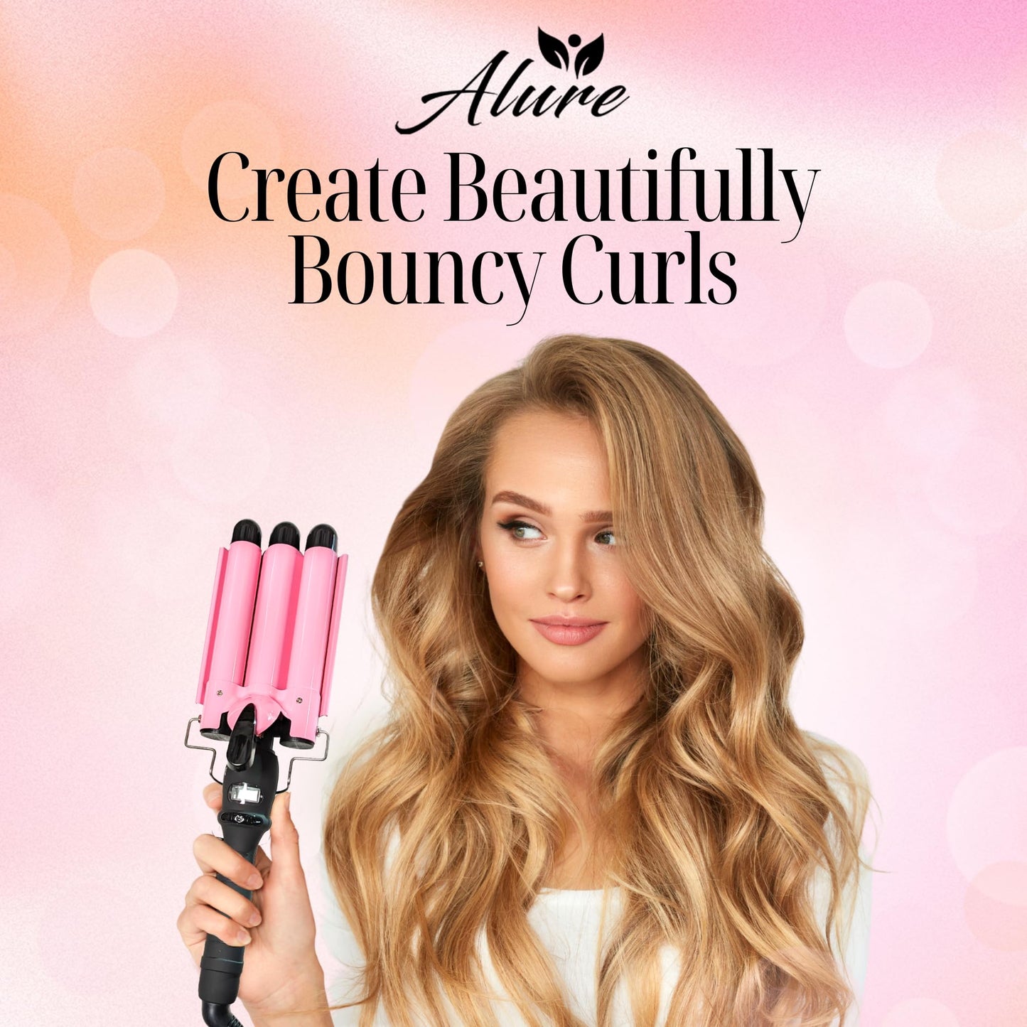 Alure Three Barrel Curling Iron Wand Hair Waver with LCD Temperature Display - 1 Inch Ceramic Tourmaline Triple Barrels, Dual Voltage Crimp Beauty and Personal Care Alure