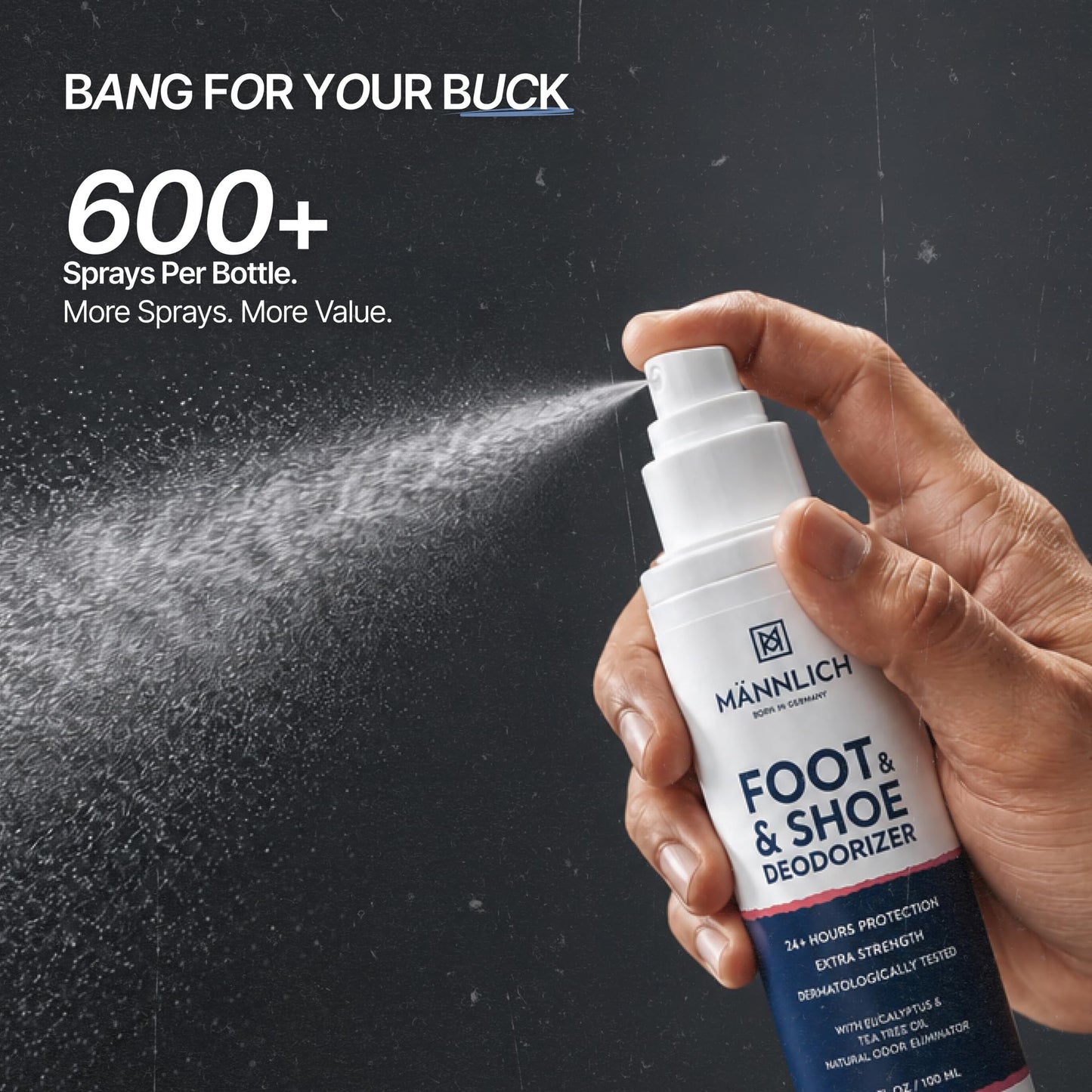 Mannlich Shoe & Foot Deodorizer Spray - Odor & Smell Remover for Shoes & Socks, 600+ Sprays in a Bottle,Skin Soothing, Non Irritating, Organic Beauty and Personal Care Mannlich