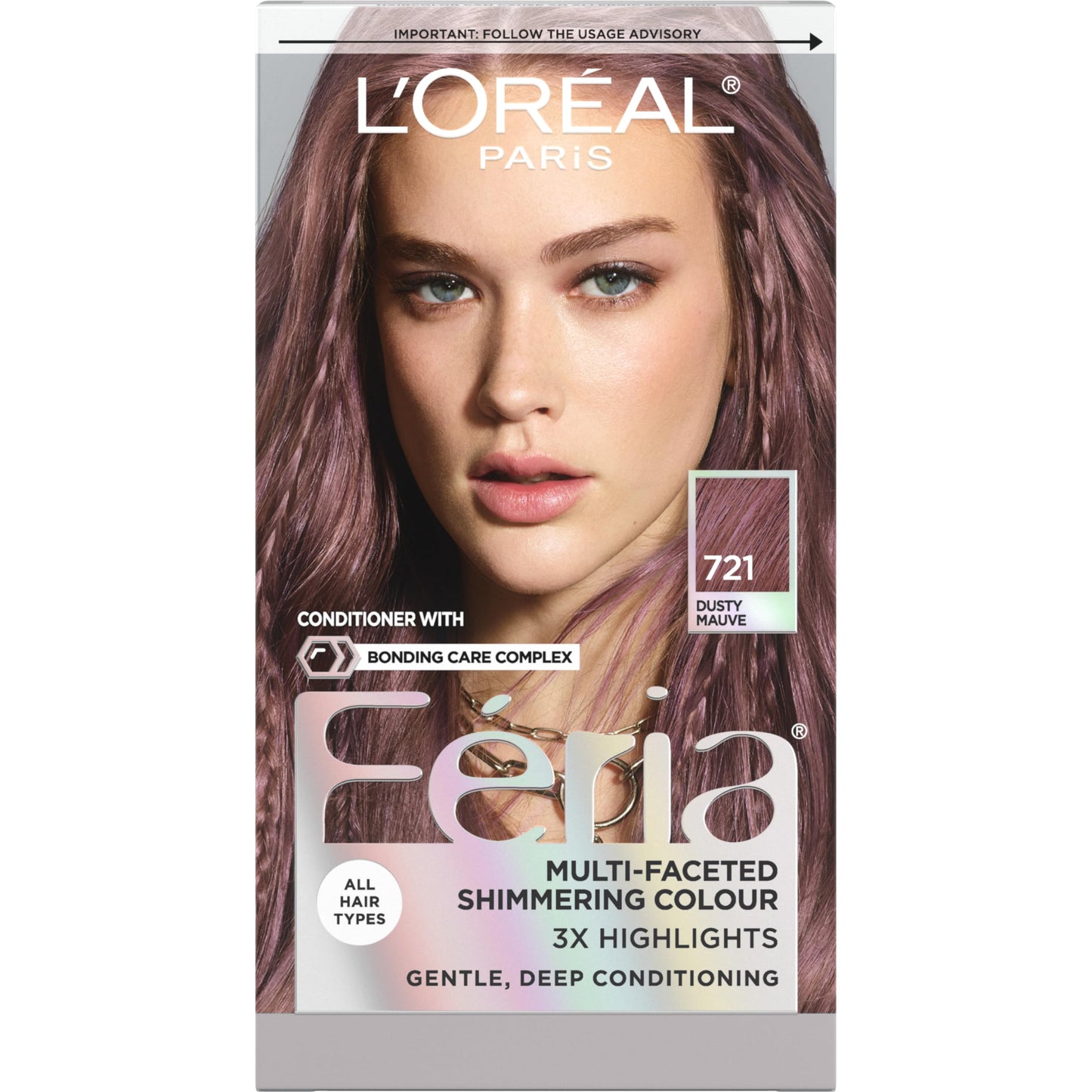 L'Oreal Paris Feria Multi-Faceted Shimmering Permanent Hair Color, 721 Dusty Mauve, Pack of 1 Hair Dye Kit Beauty & Personal Care L'Oreal Paris