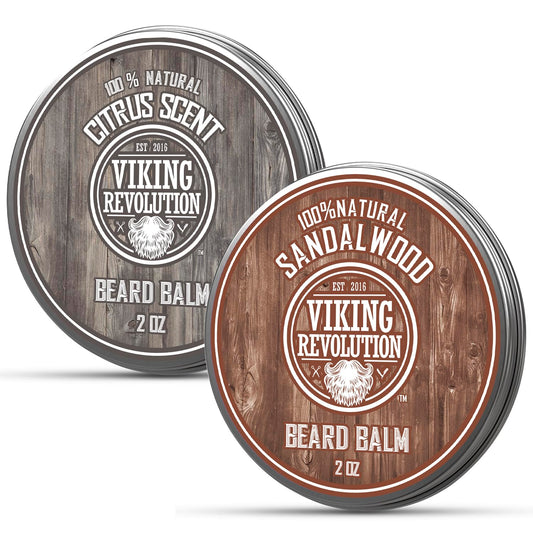 Viking Revolution Citrus and Sandalwood Beard Balm - Butter With Argan Oil, Softener With Jojoba Oil, Moisturizer With Beeswax - Wax for Men Beauty & Personal Care Viking Revolution