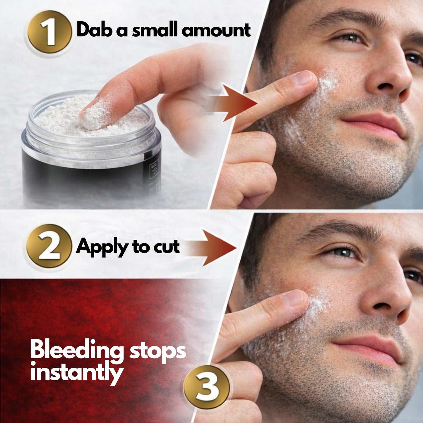 Styptic Powder Jars - Professional Grooming First Aid for Shaving Nicks, Razor Cuts & Razor Burn - Quick Healing Blood Stop Powder, 3 Pack (.18 oz Beauty and Personal Care G.B.S