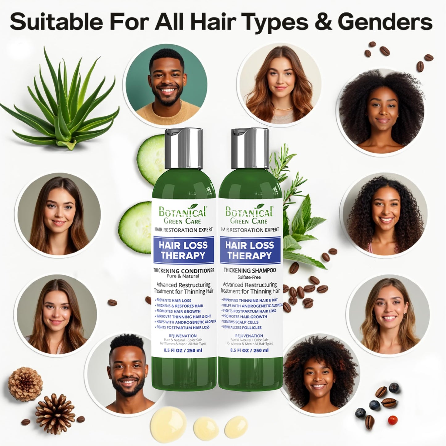 Hair Growth Shampoo + Conditioner Set - Thickening Duo, Sulfate?Free Beauty & Personal Care Botanical Green Care