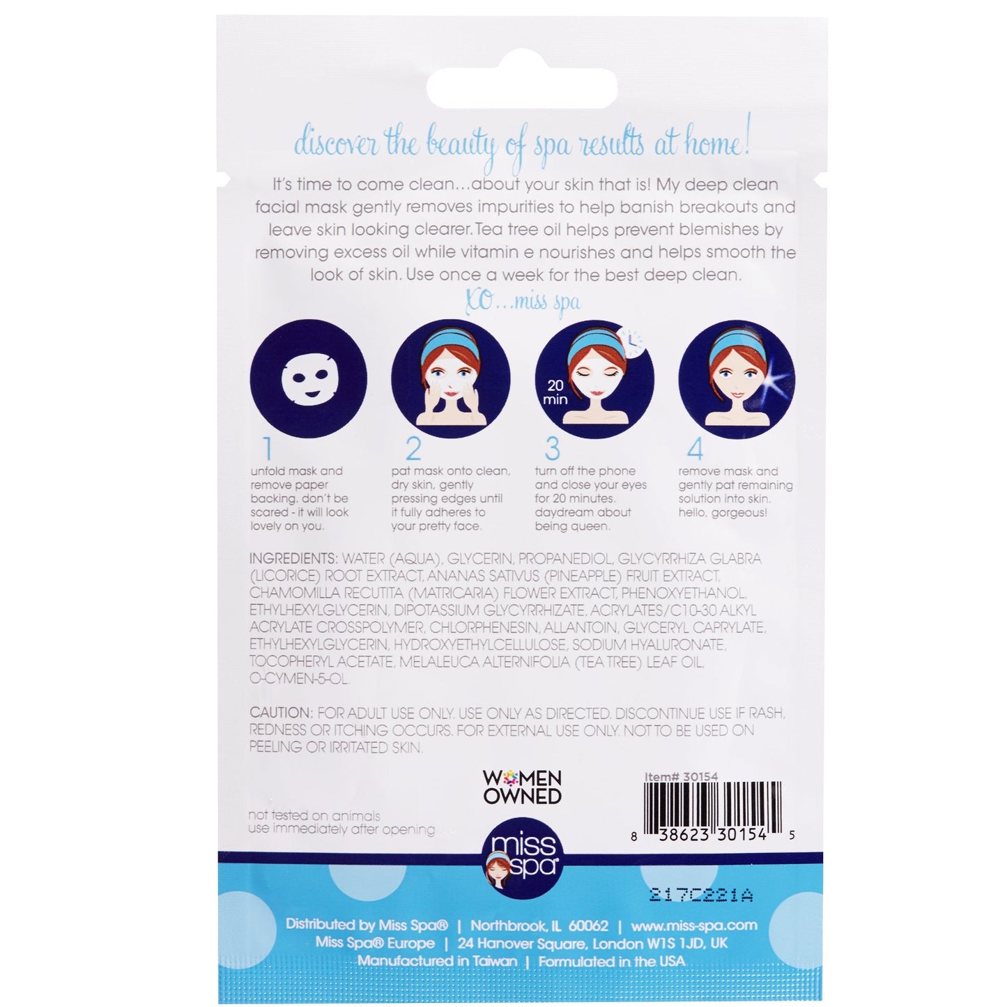 Miss Spa Facial Sheet Mask Deep Clean Beauty & Personal Care MISS SPA
