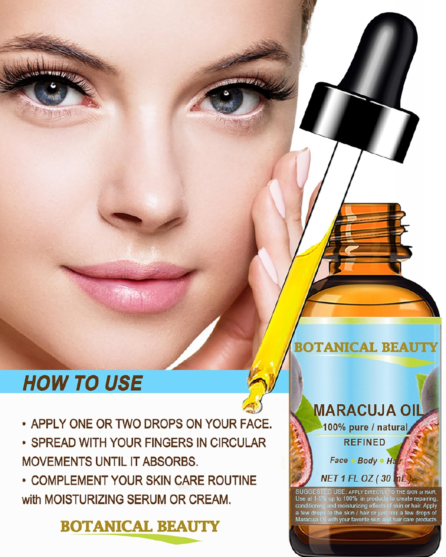 Botanical Beauty MARACUJA OIL 100% Pure Natural Cold Pressed Undiluted for Face, Skin, Hair, Body, Lip, Nails 0.33 Fl Oz - 10 ml Rich in Vitamin C Beauty & Personal Care Botanical Beauty