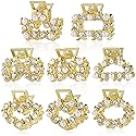 8 PCS Mini Pearl Hair Clips, PAGOW Gold Rhinestone Pearl Metal Claw Clips, Bangs Styling Claw Clips, Faux Pearls Crystal Sparkly Hairpins Hair Beauty & Personal Care PAGOW