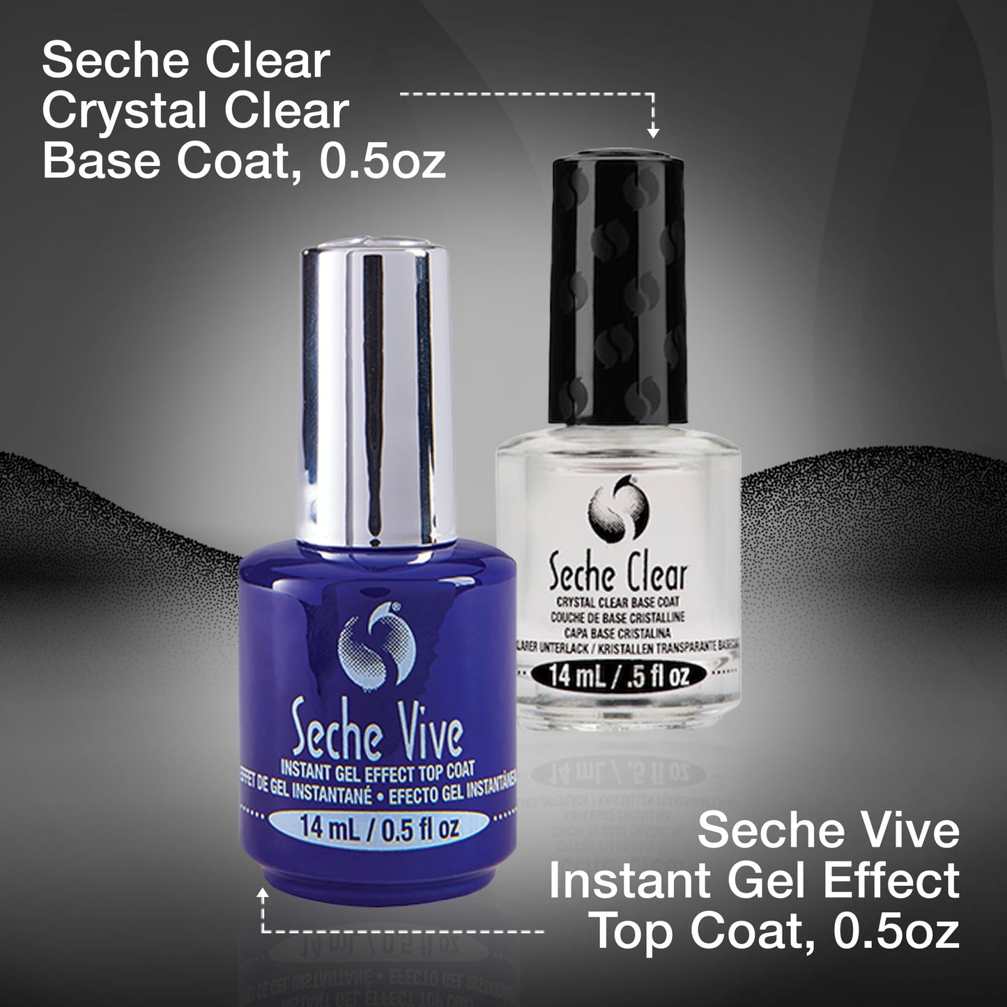 Seche Clear/Vive Base Coat and Gel Top Coat Duo Pack - Nail Strengthening & Long-Lasting High Shine, Top Coat Gel Nail Polish, Manicure Set, 14 mL Beauty & Personal Care Seche