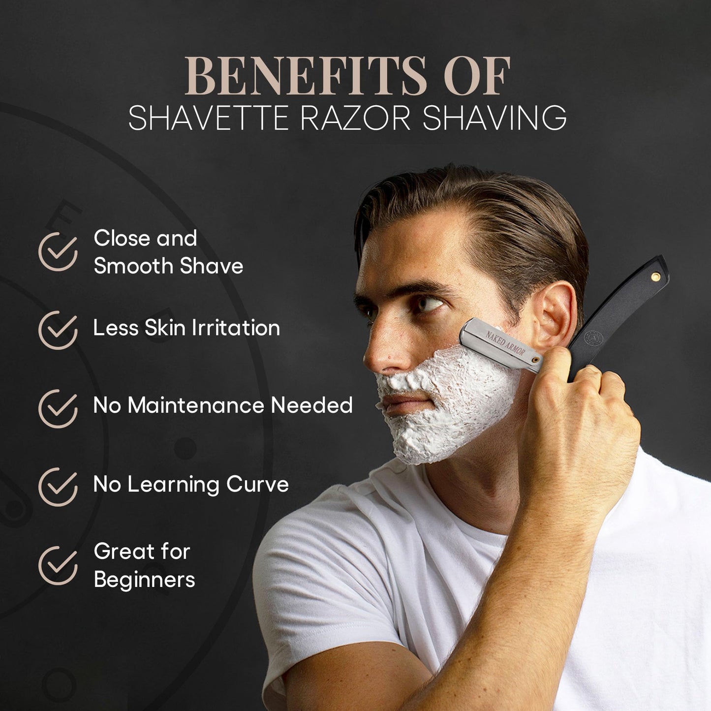 Best Shavette Straight Razor - Replaceable Blade Straight Razor, Metal Handle Shavette, No Stropping & Honing Needed, Great Starter Blade, Hygienic Beauty and Personal Care Naked Armor